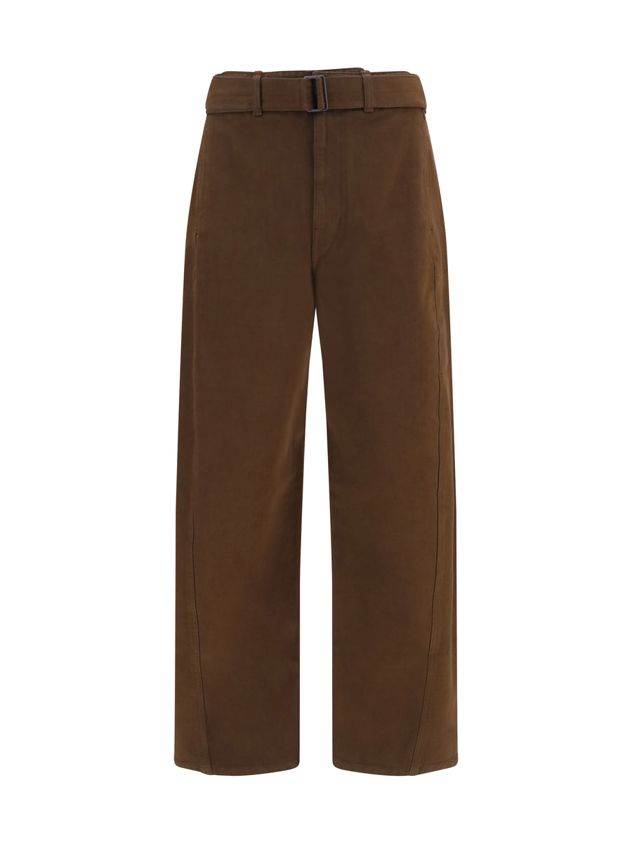 Belted Twill Trousers Ristretto Cotton