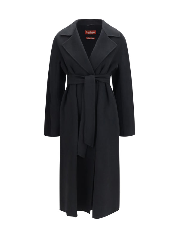 Long Robe Coat Wool, Cashmere And Silk Nero