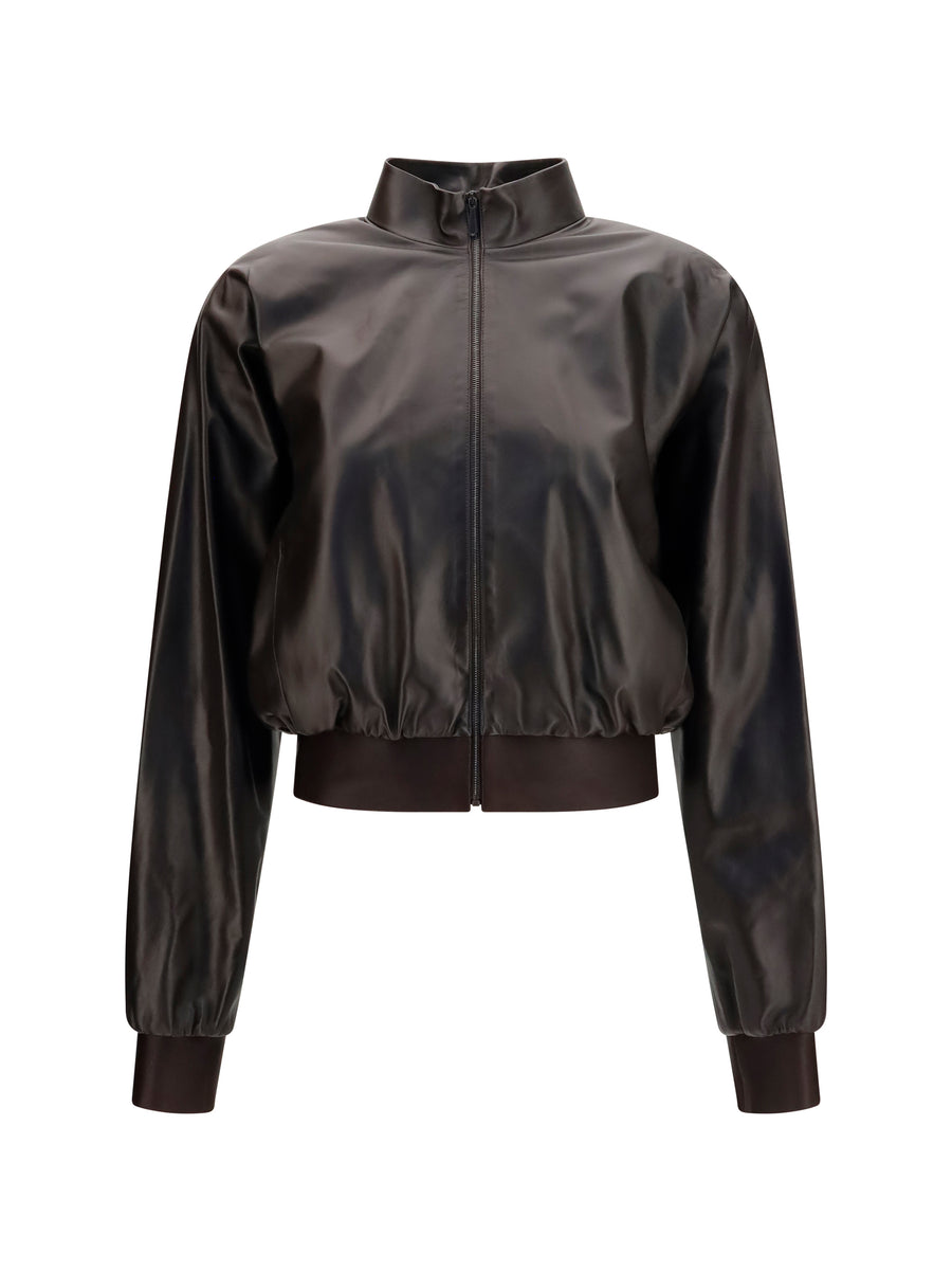 Gucci 100% lamb leather bomber jacket in brown