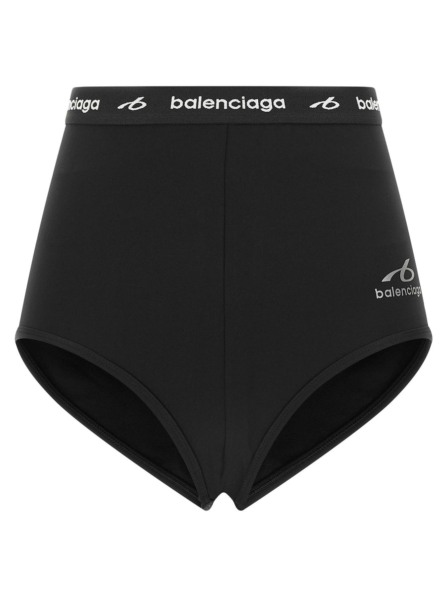 Balenciaga Logo-Embroidered Technical Briefs — Black