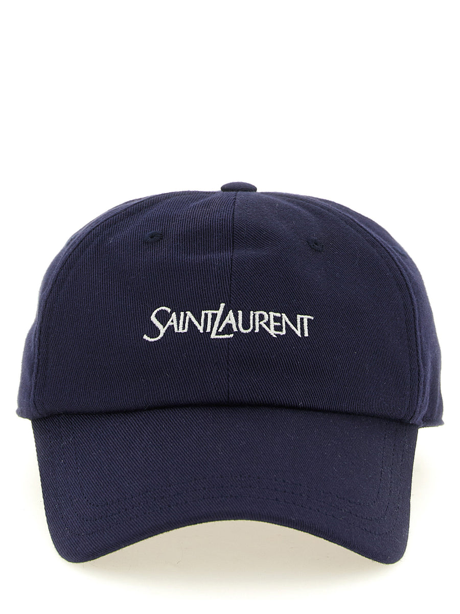 Saint Laurent Logo-Embroidered Cotton Baseball Cap — Navy