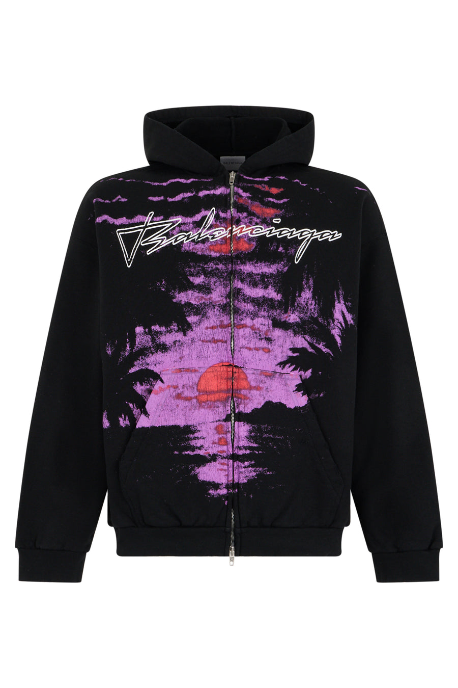 Zip Hoodie Black Cotton Sweatshirts