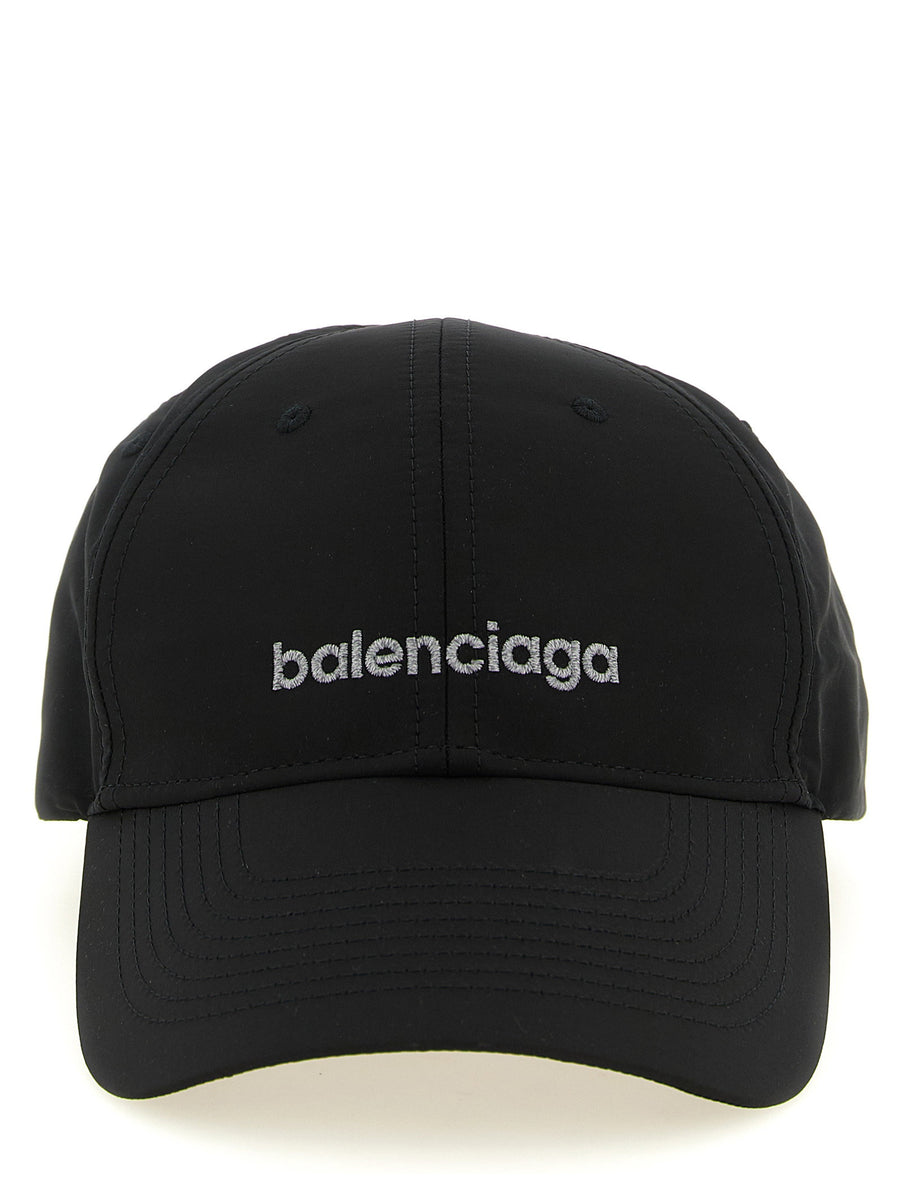 Balenciaga Logo-Embroidered Techwear Baseball Cap — Black