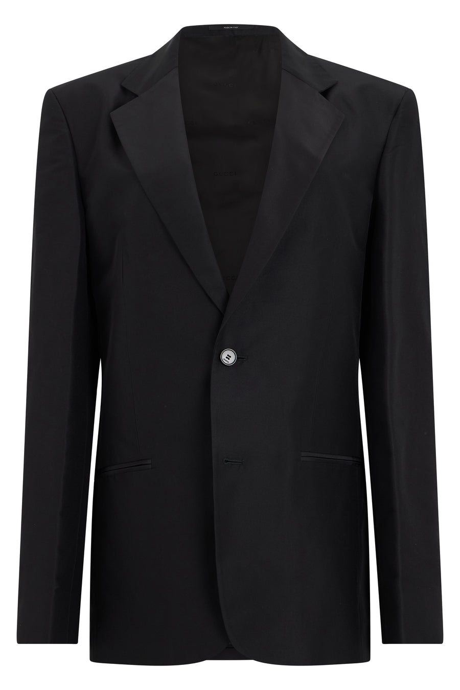 Single-Breasted Blazer Black Silk Blazers