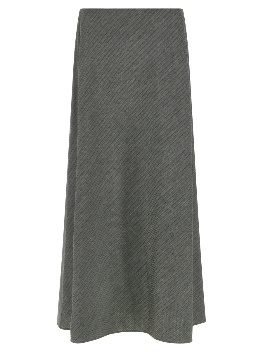 Alberta Ferretti Chevron Virgin Wool Skirt — gray