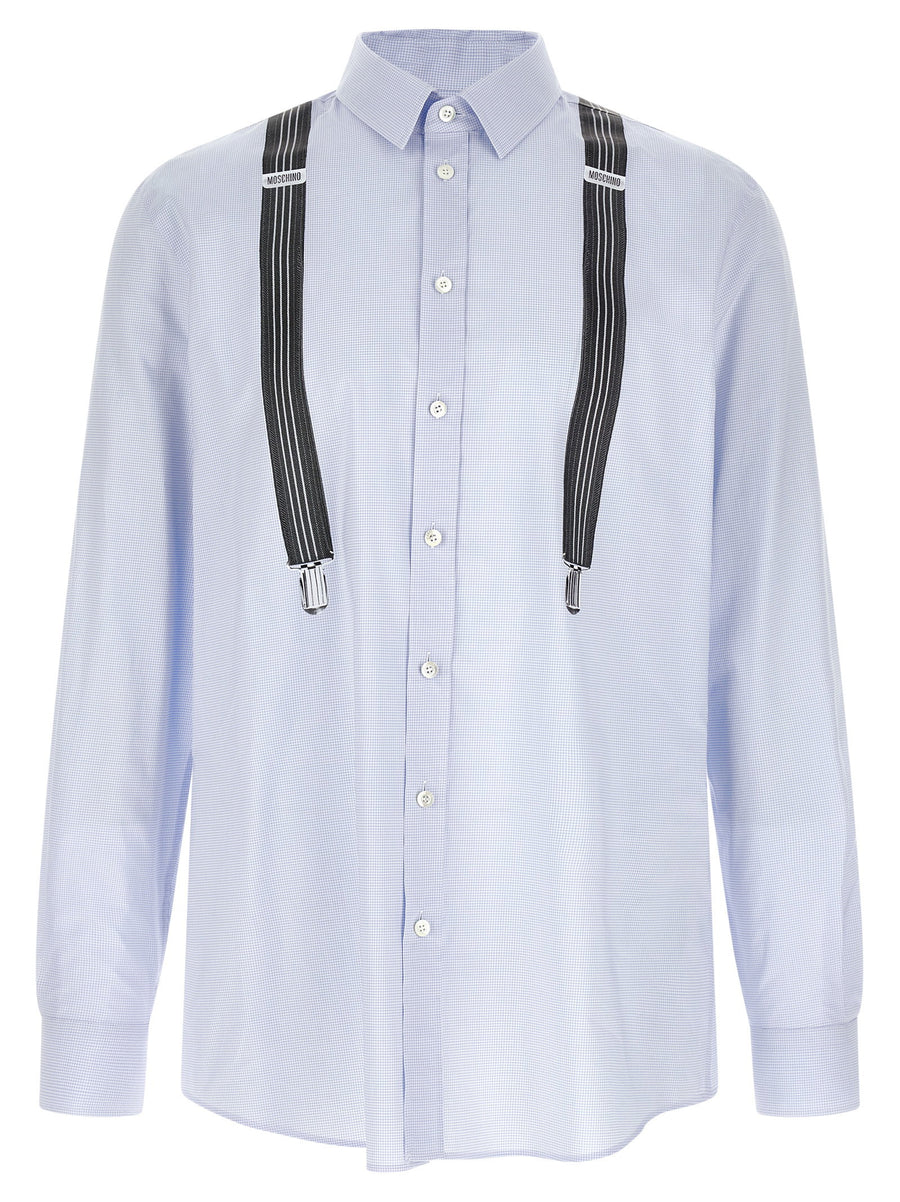 Moschino Trompe-l'œil Suspender Print Shirt — Light blue
