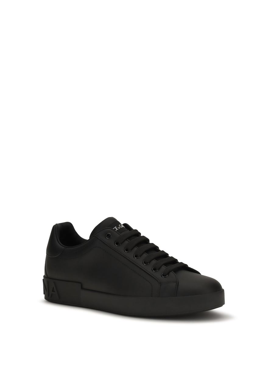 Sneakers Portofino Black Nappa Leather Trainers