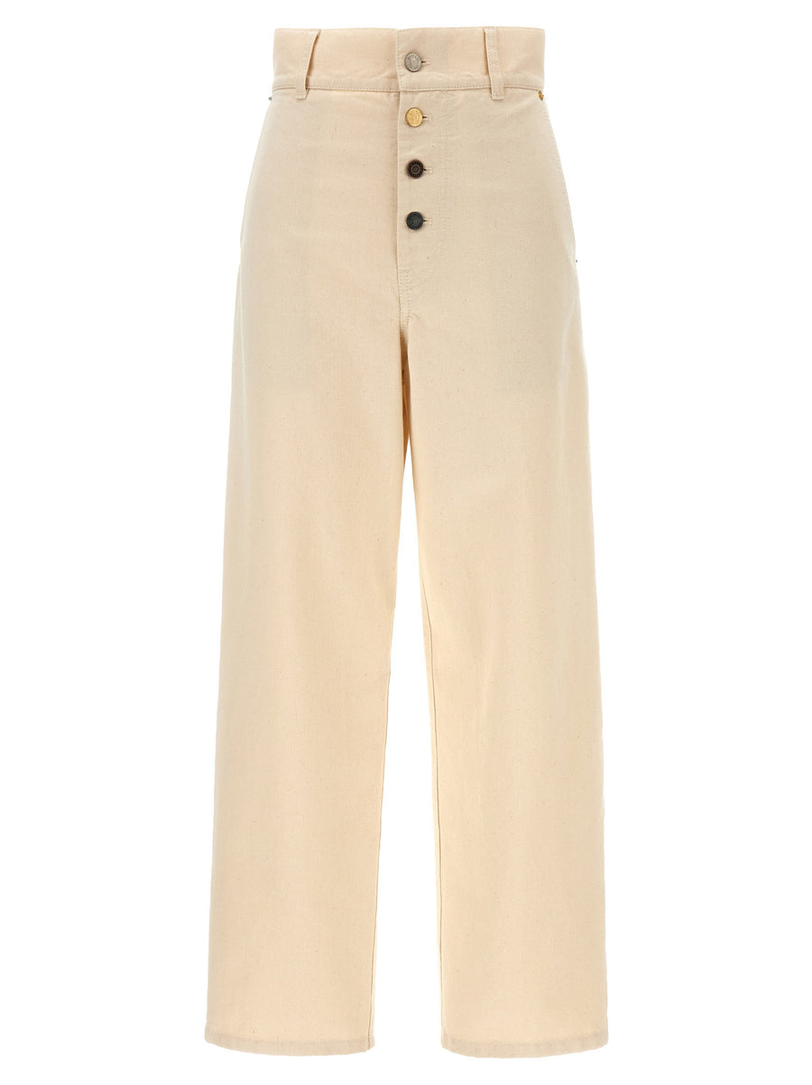 Moschino Cotton Gabardine Trousers — Cream