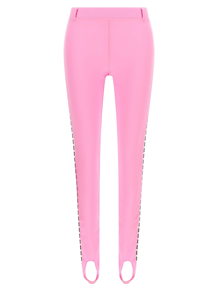 Moschino Logo-Striped Stretch Lycra Leggings — Pink