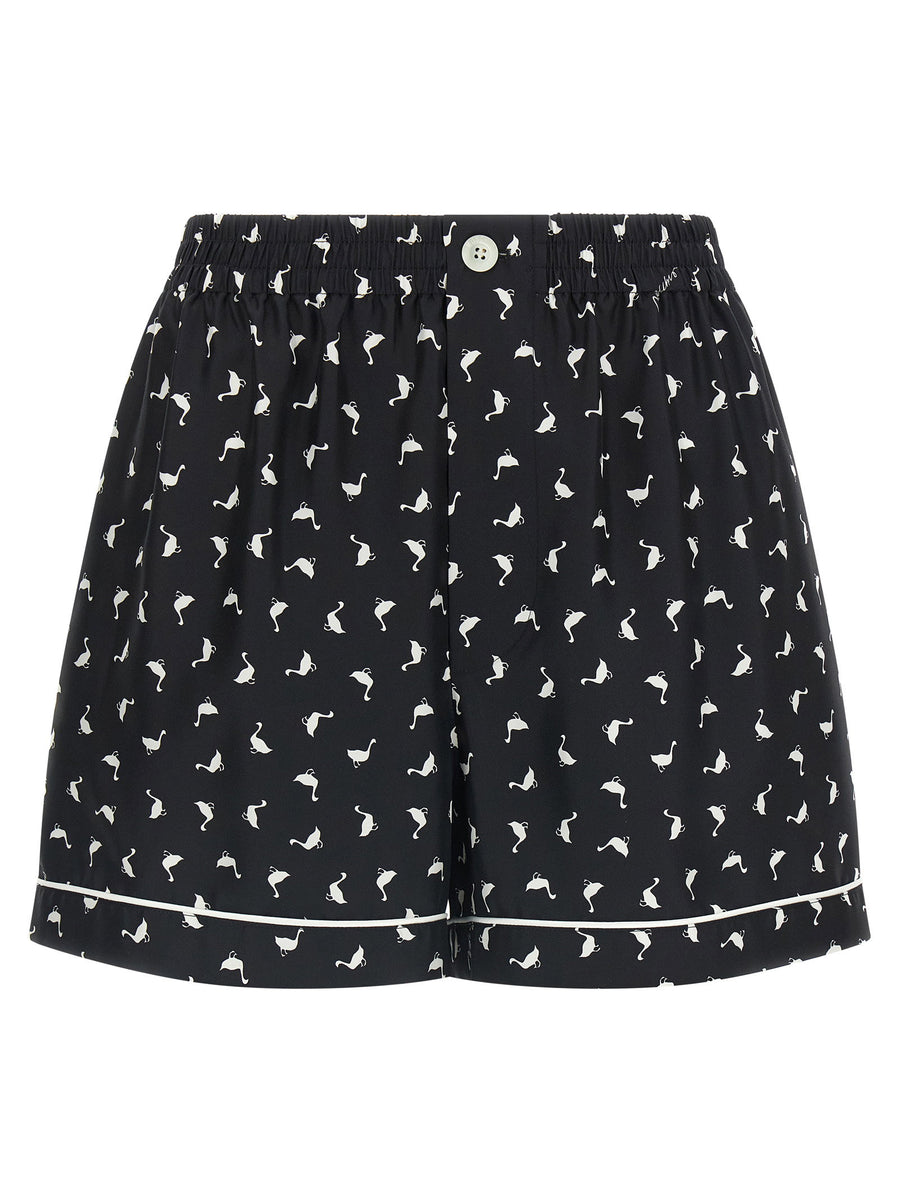 Moschino Printed Silk Twill Shorts — Black