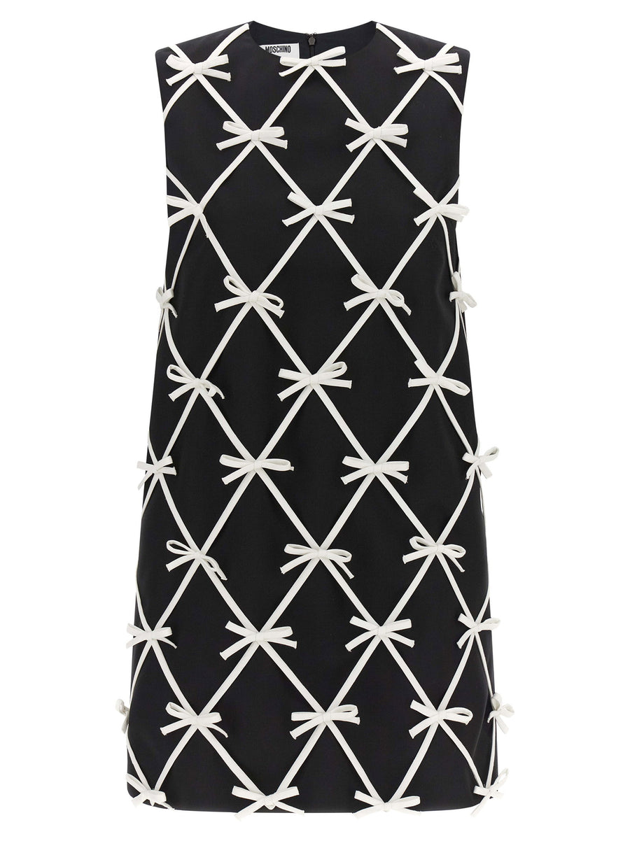 Moschino Bow-Embellished Virgin Wool Dress — Black
