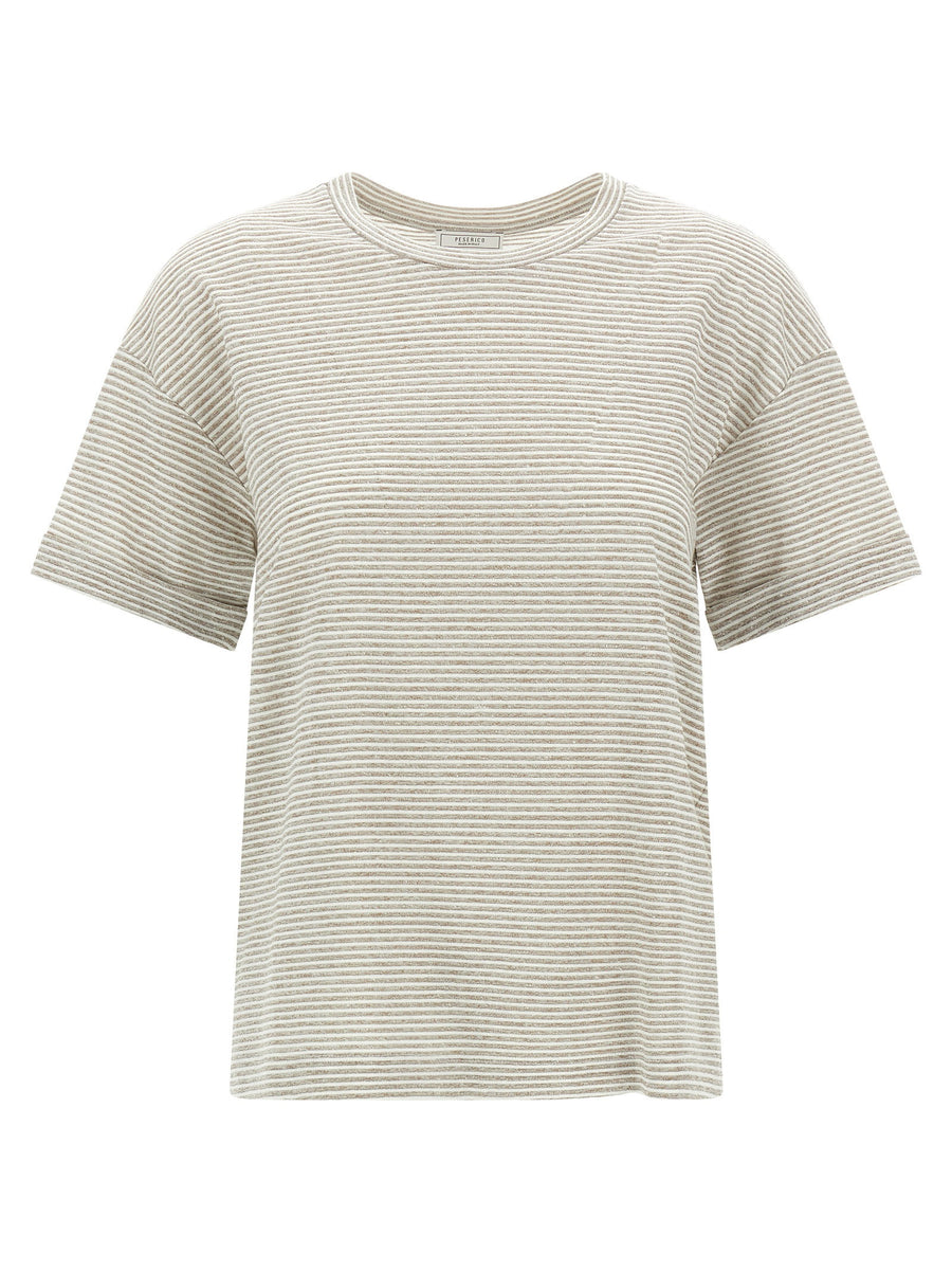 Peserico Striped Lamé T-shirt — White