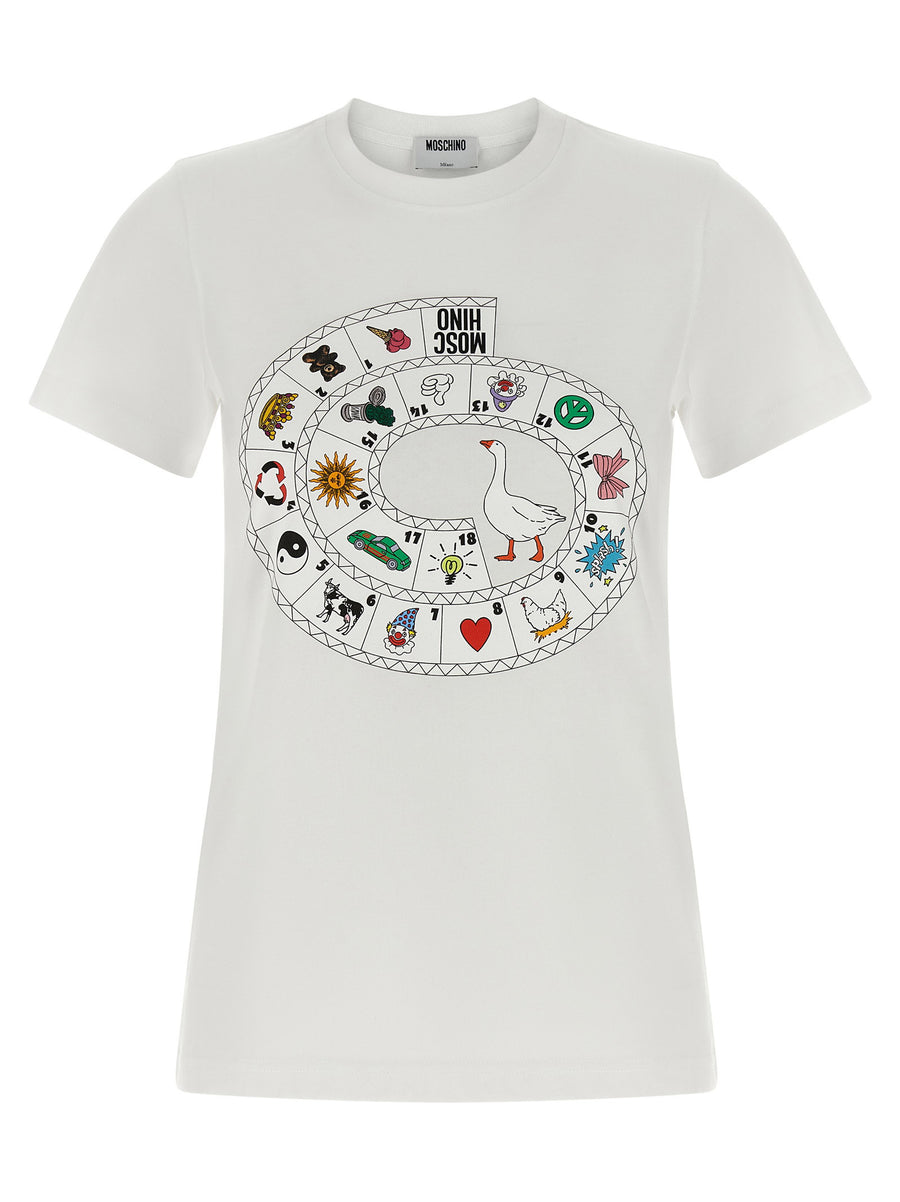 Moschino Gioco Dell'Oca Print Cotton T-Shirt — White