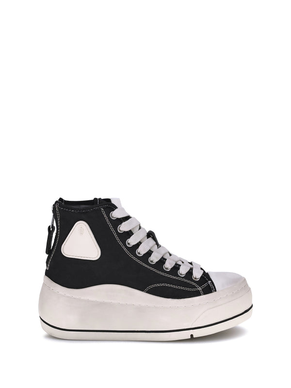 R13 Upper: 99% cotton high-top sneaker in black