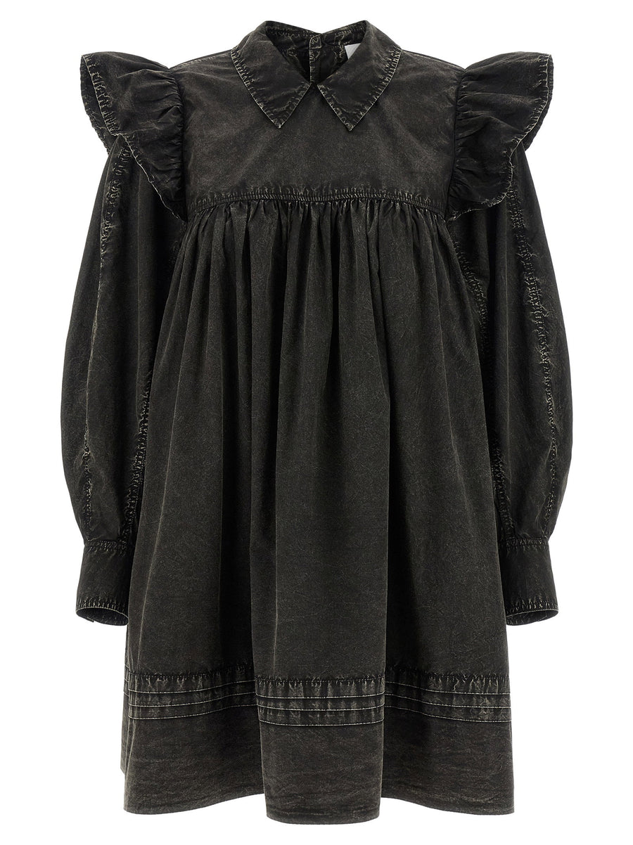 Ganni Washed Organic Cotton Dress — Black