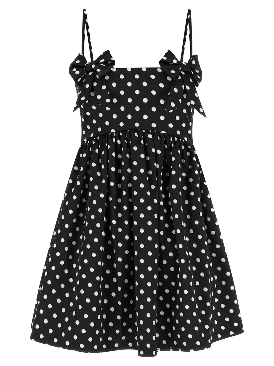 Ganni Polka-Dot Silk Dress — Black