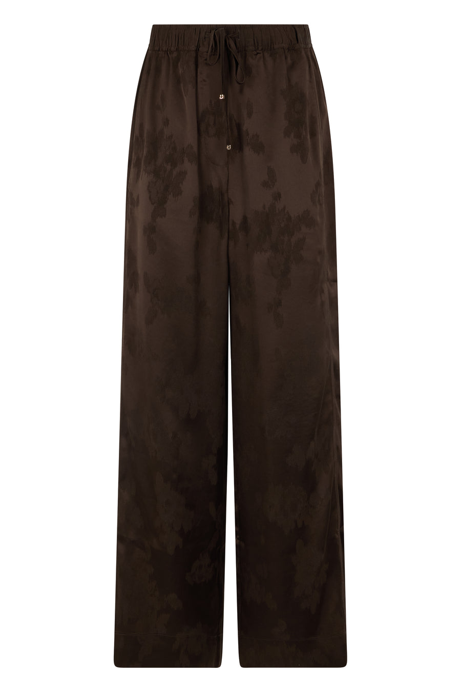 Trousers, Satin Straight, Elastic Waistband Demitasse Acetate Straight Trousers