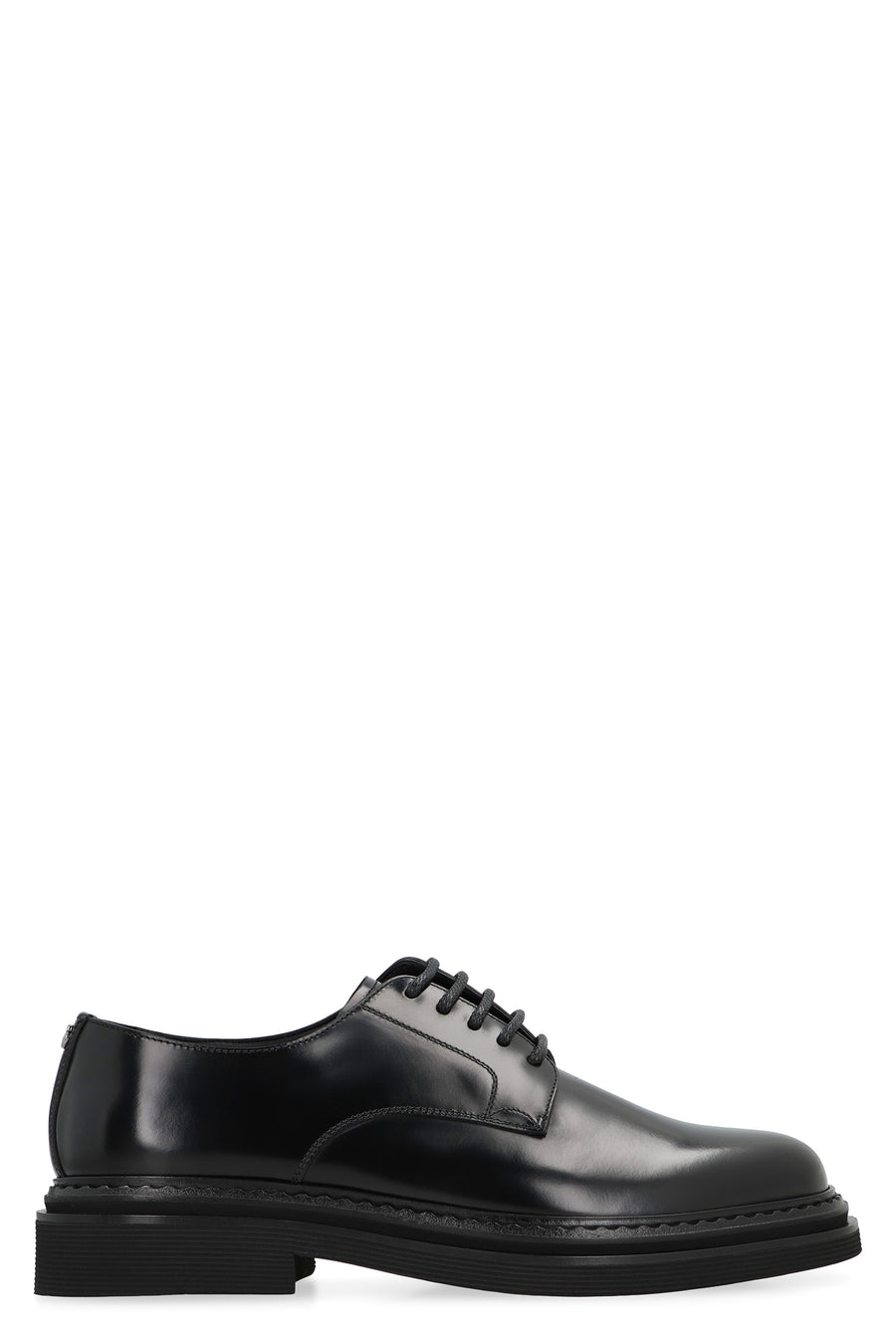 Leather Lace-Up Derby Shoes Black Calfskin