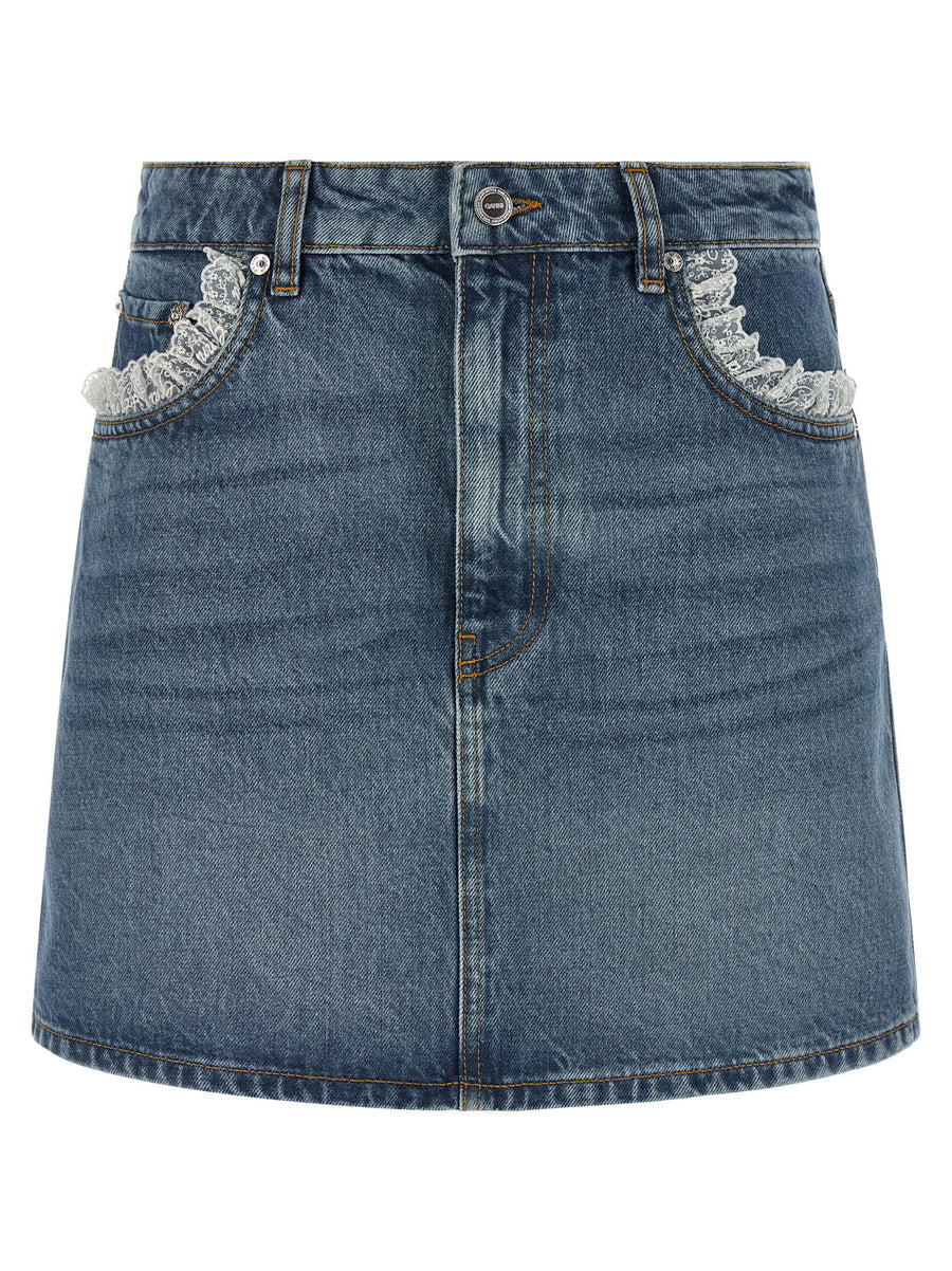 Ganni Denim and Lace Skirt — Blue
