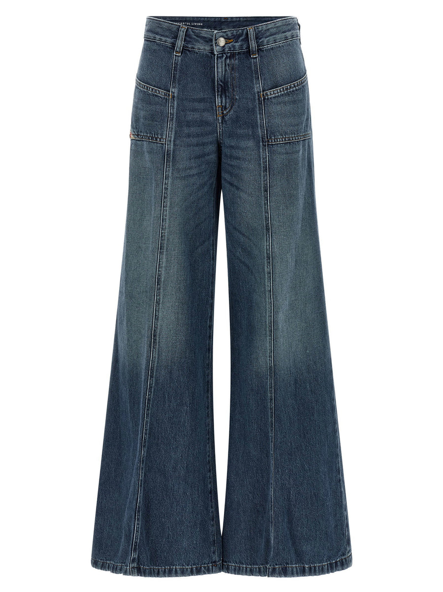 Diesel Wide-Leg Flared Denim Jeans — Blue