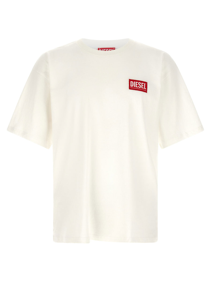 Diesel Logo-Patch Cotton Jersey T-Shirt — Cream