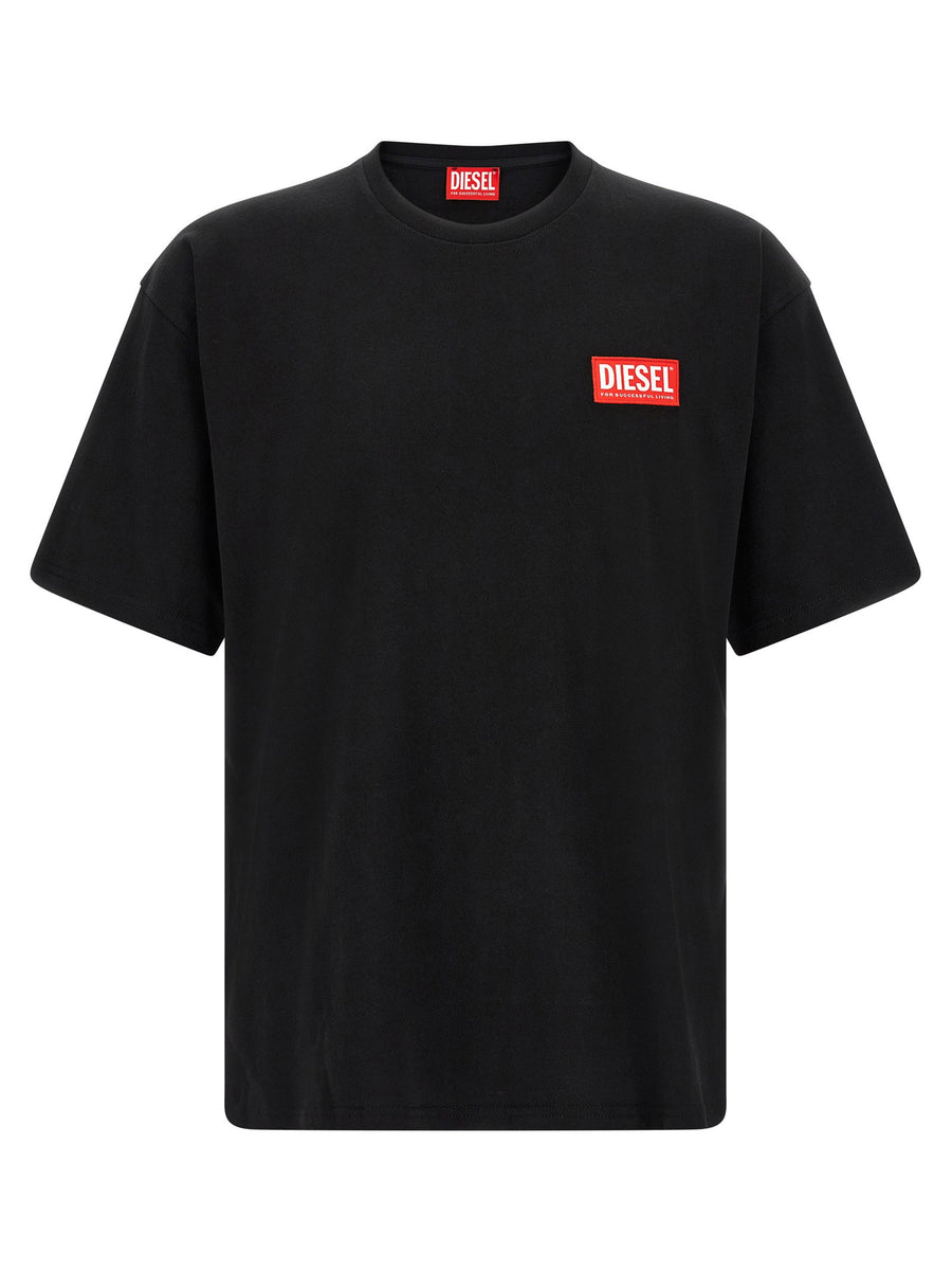 Diesel Logo-Patch Cotton T-Shirt — Black