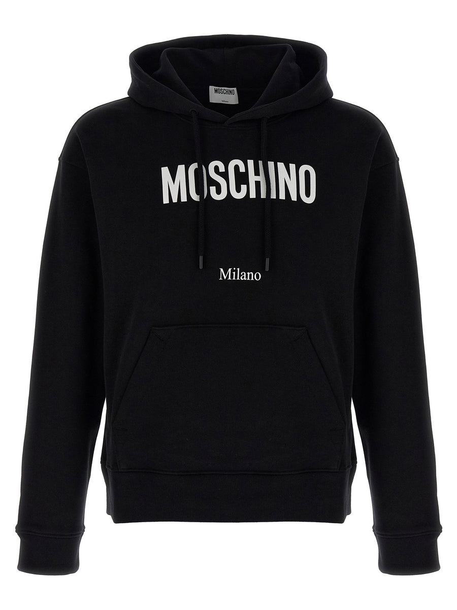 Moschino Logo-Print Hoodie — Black
