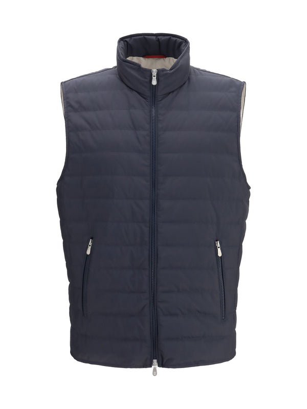 Sleeveless Padded Gilet Navy+geyser Polyester Blazers E Vests