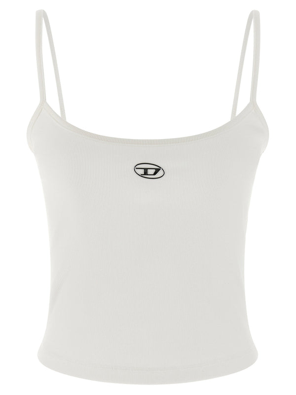 Diesel Logo-Embroidered Ribbed Tank Top — white