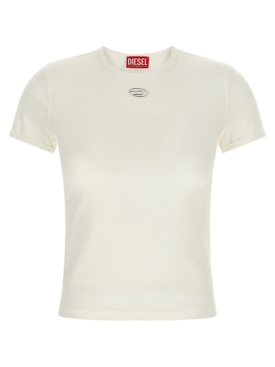 Diesel Logo-Embossed Cotton T-Shirt — Cream