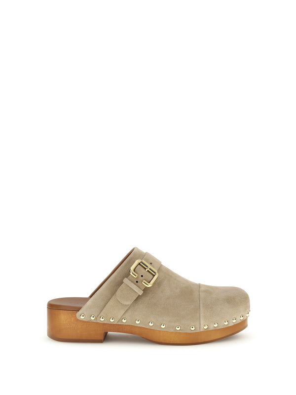Chloé Upper: 100% calf leather; Sole: mixed materials clog mule in beige