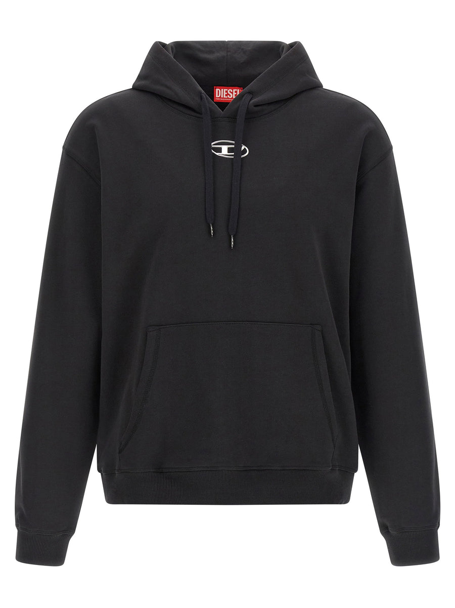 Diesel Embossed Logo Cotton Hoodie — Black