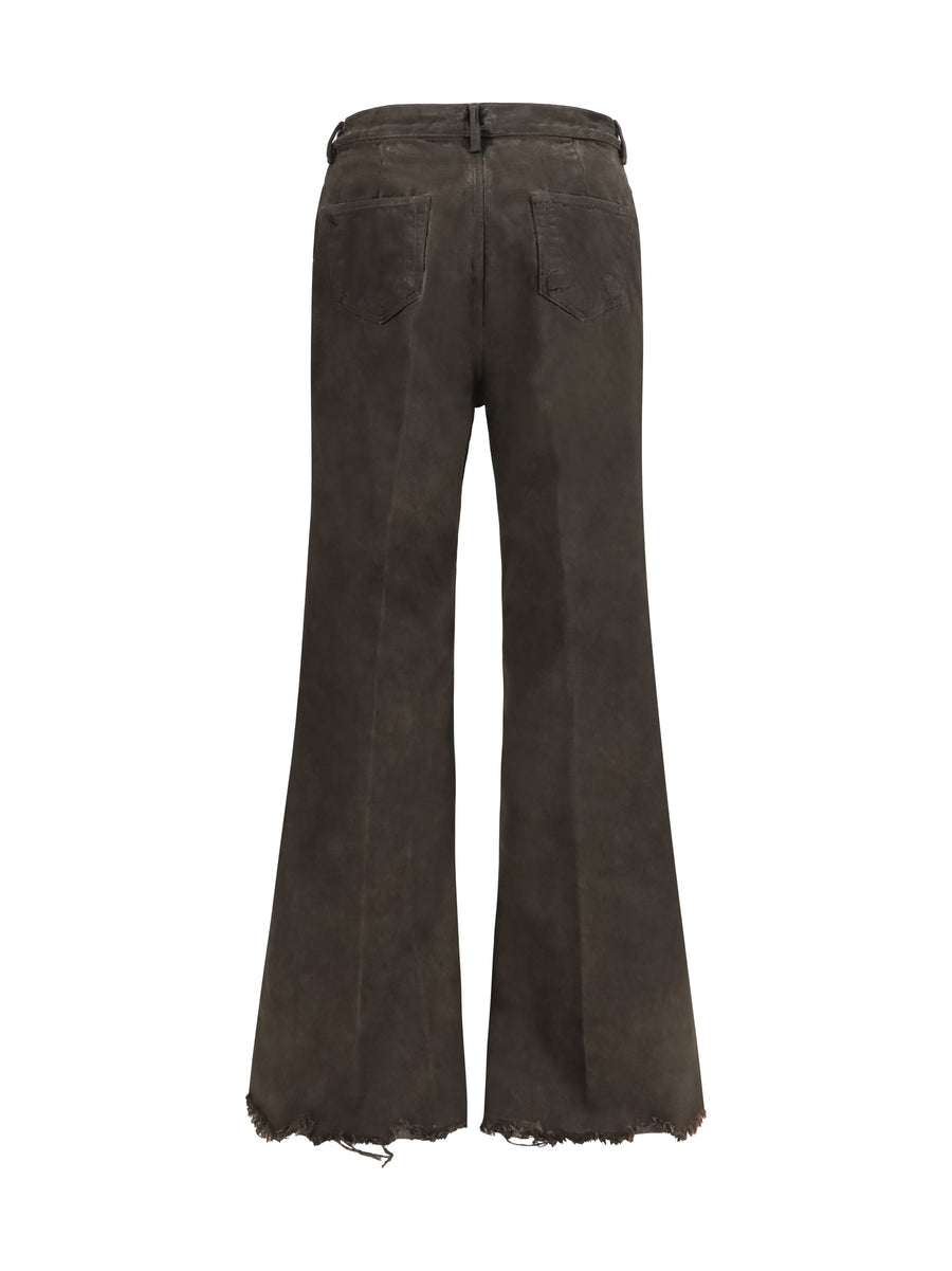 Flared Frayed Hem Cotton Jeans Dust