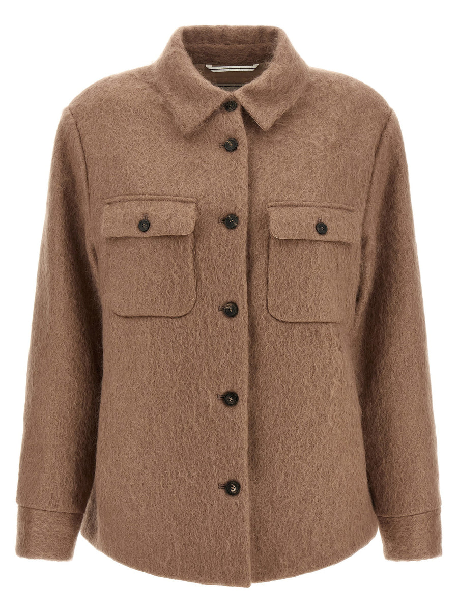 Peserico Bouclé Wool-Mohair Overshirt — Hazelnut