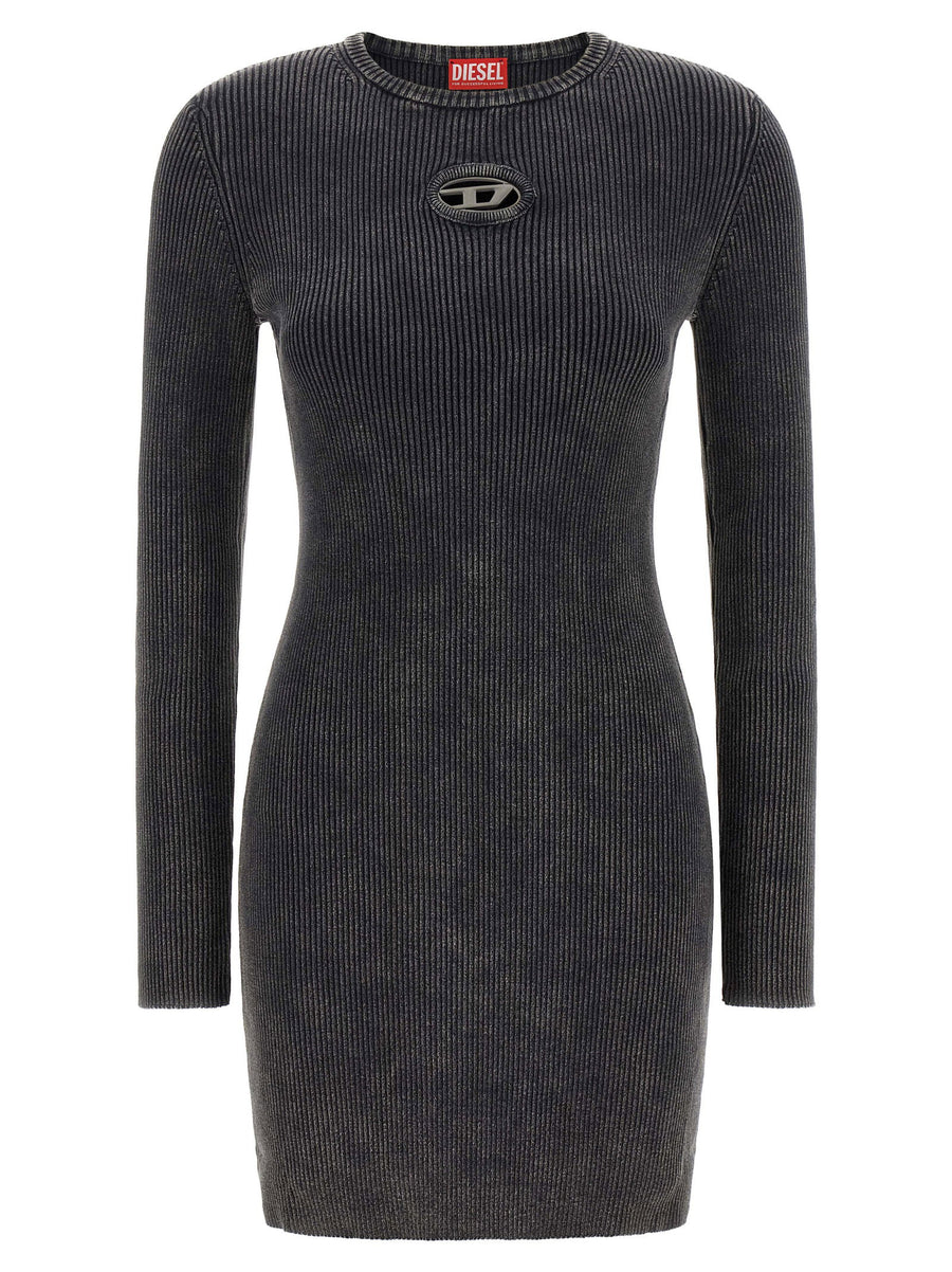 Diesel Ribbed Cotton Mini Dress — Black