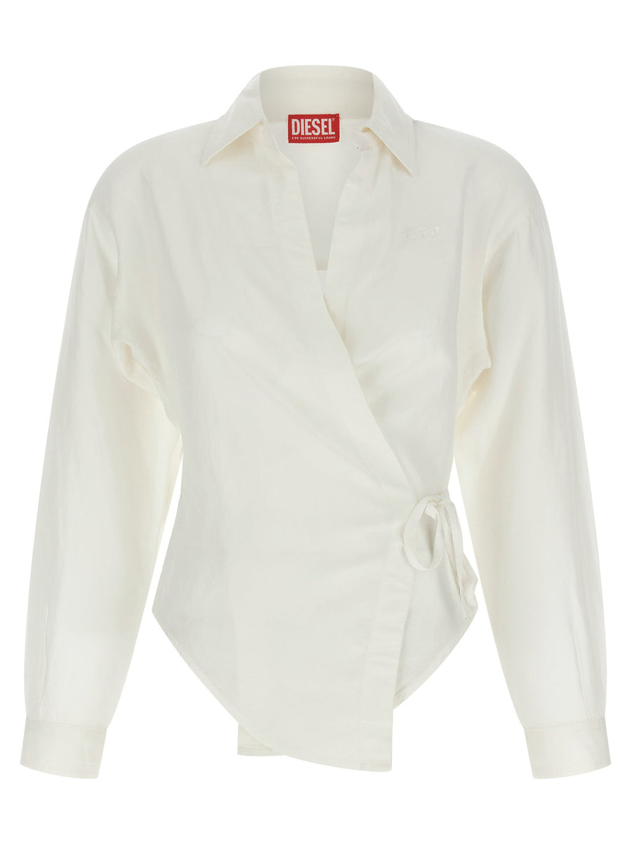 Diesel Modal Blend Wrap Shirt — Cream