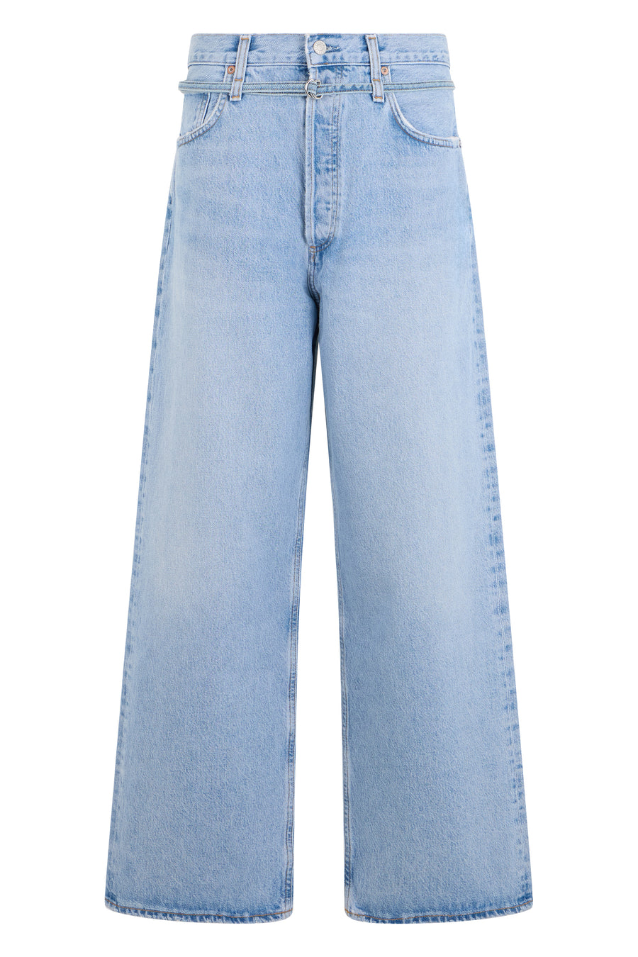 Wide-Leg Jeans Light Blue Cotton