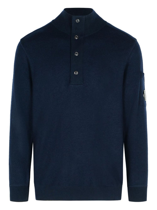 Navy Blue Ribbed Turtleneck Sweater Wool