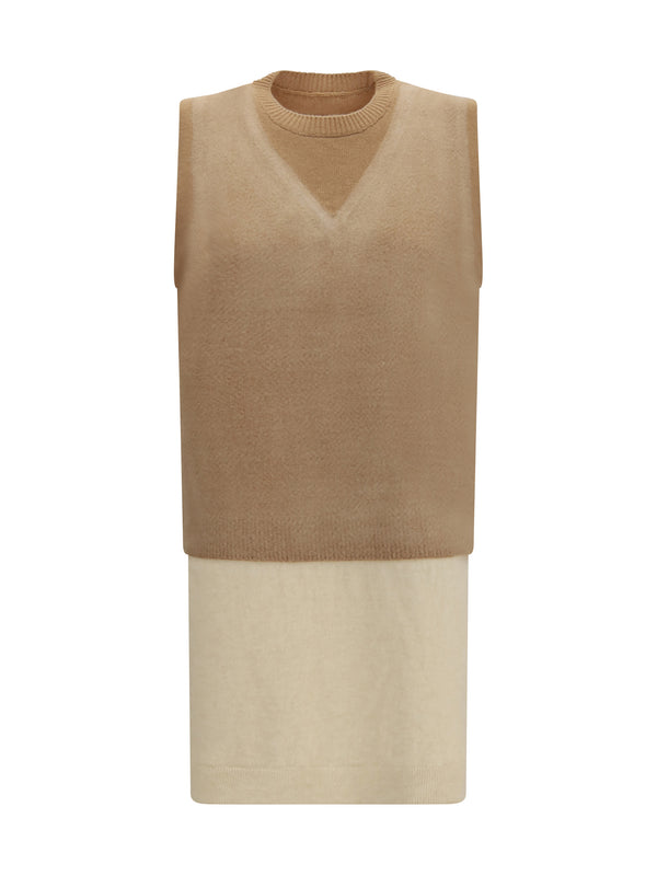 Maison Margiela 100% Merino Wool Ovis Aries vest in camel