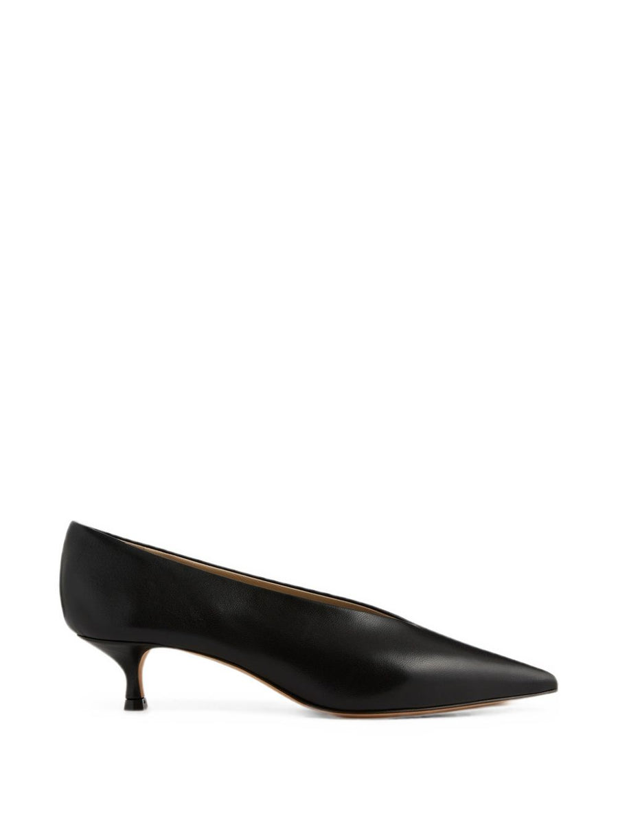 Kitten Heel Pumps Babouche Leather Black Calf