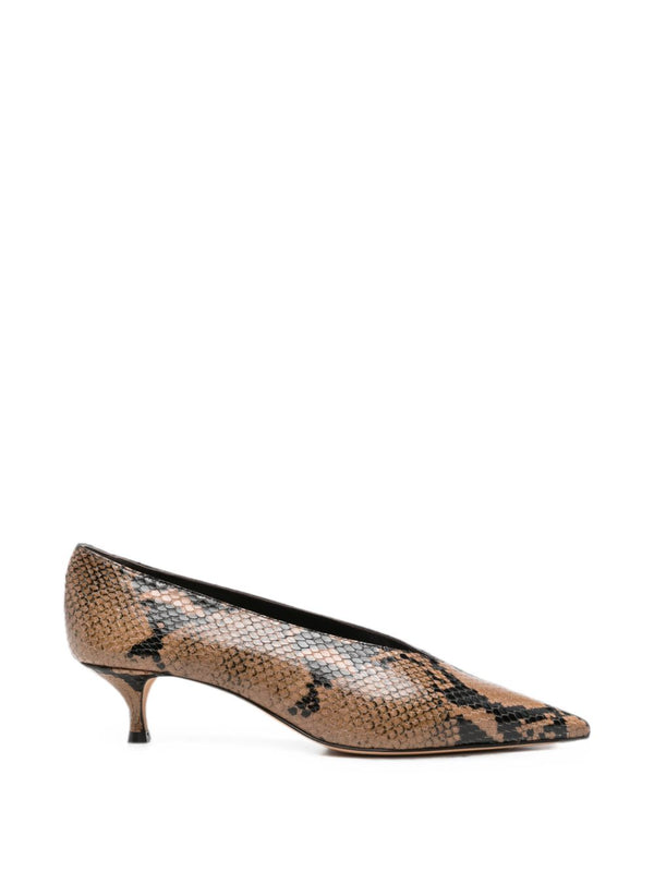 Kitten Heel Pumps Babouche Beige Leather Calf
