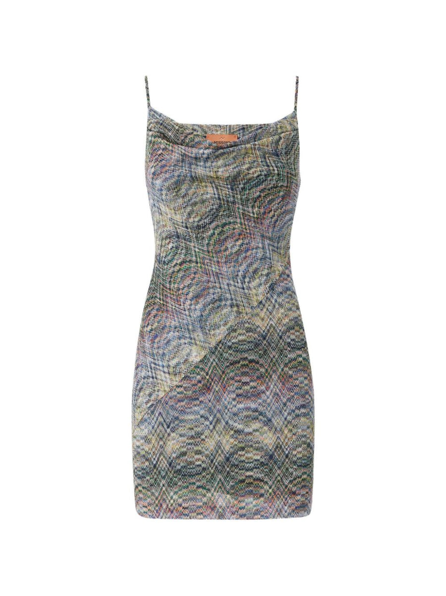 Mini Dress Multicolour Raschel Knit Viscose