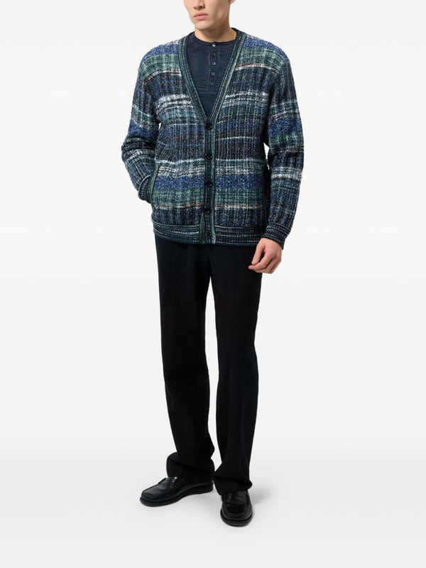 Cardigan V-Neck Wool-Blend Blue Cardigans