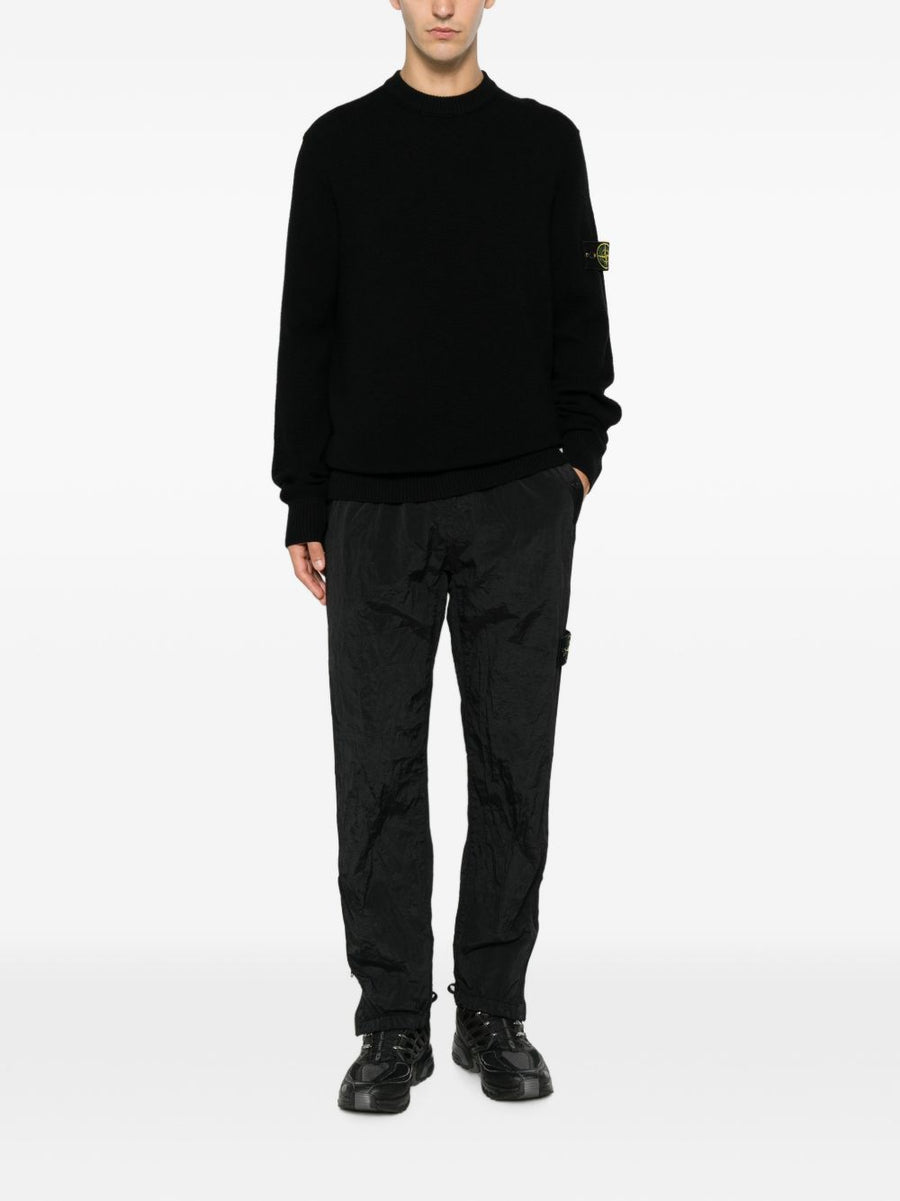 Ribbed Crewneck Sweater Black Virgin Wool