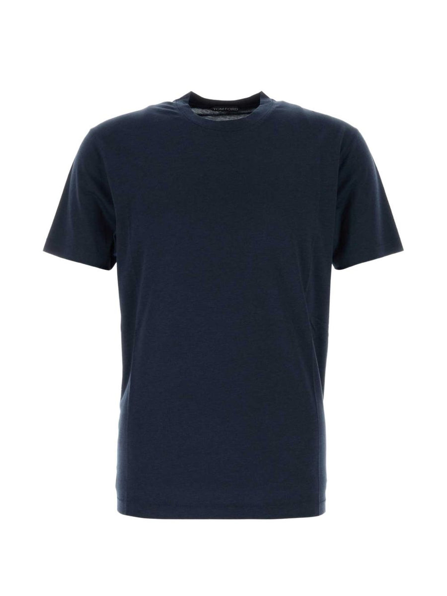 T-Shirt Blue Lyocell And Cotton T-shirts