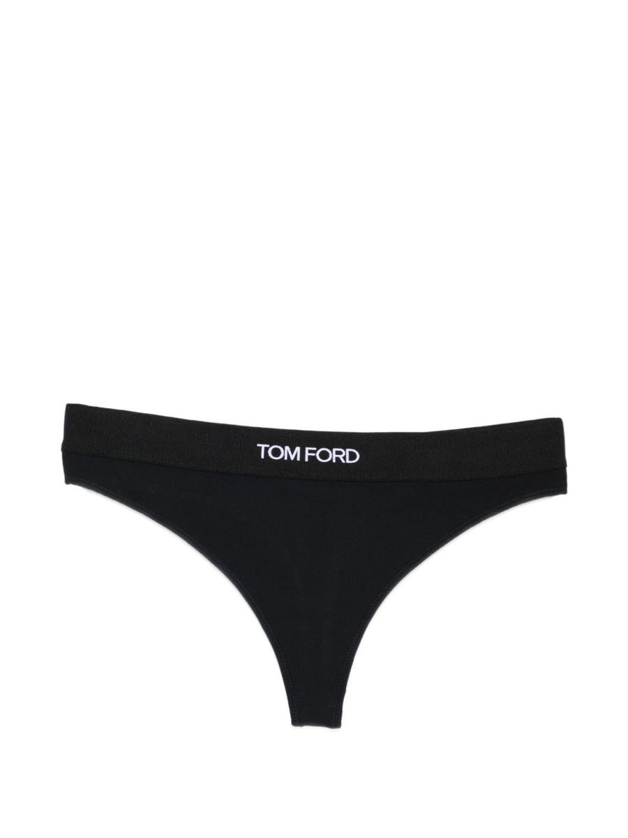 Slip Thong Black Modal Slips & Camisoles