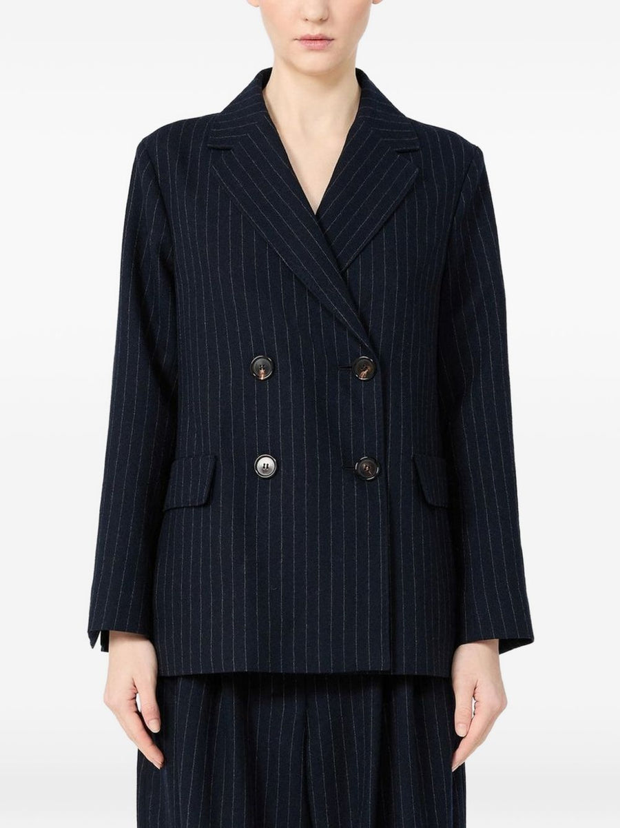 Blazer Zolfo Double-Breasted Pinstripe Wool Blue Virgin Jacket