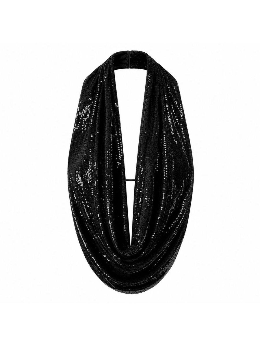 Sequin Halter Top Black Polyester Tops
