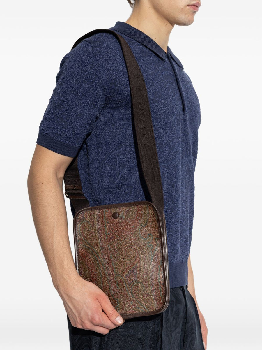 Shoulder Bag Paisley Jacquard Brown