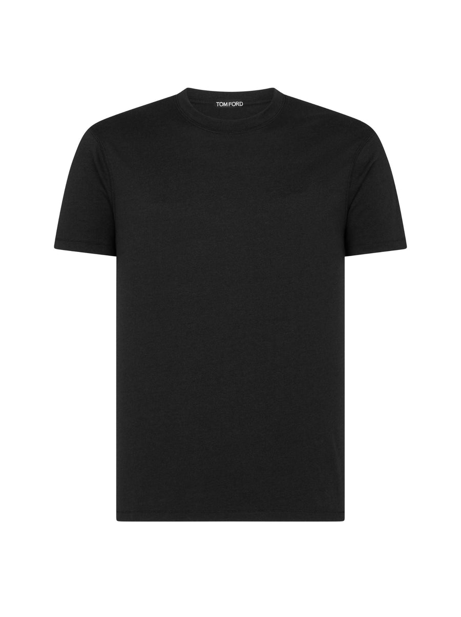 T-Shirt Black Ribbed Crewneck Lyocell T-shirts